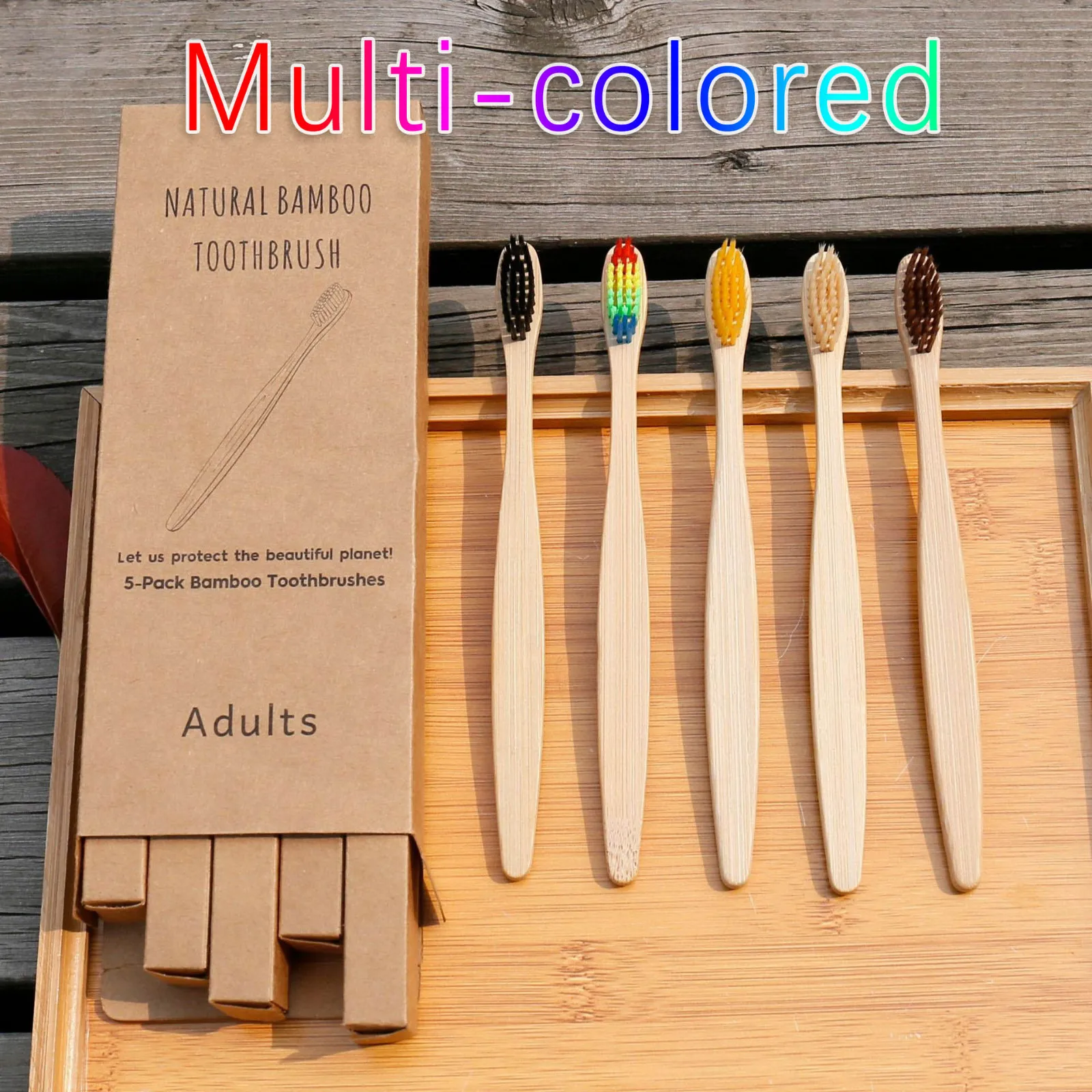 Multicolor Экологически чистая Радужная бамбуковая Мягкая Зубная Щетка для зубов разноцветная щётка Зубная Щетка экологически чистая - Цвет: Multicolor