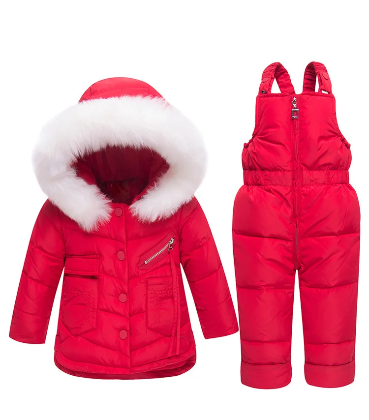 

Toddler Boys Winter Clothes Set Infant Girl Parka Down Girls Winter Coats Baby Girl Snowsuit Kids Hooded Warm Coat+jumpsuit 2pcs
