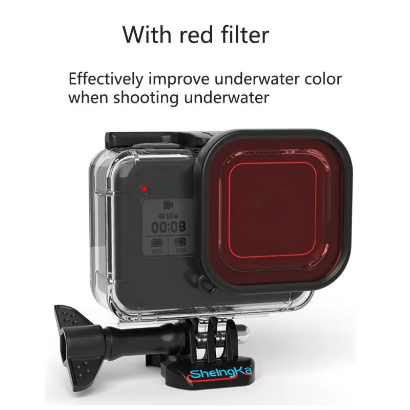 Мягкий резиновый ключ водонепроницаемый чехол для GoPro8 Спортивная камера Gopro8 водонепроницаемый чехол для дайвинга защитный чехол Sheingka бренд
