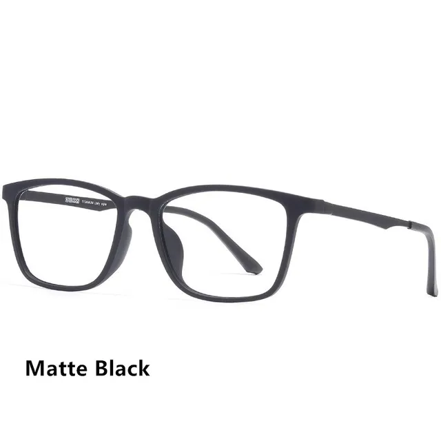 YIMATUILI Men's Ultra Light Pure Titanium Optica Eyeglasses Frame Comfortable Square High Quali TR90 Glasses For Vision Y8808 Matte Black