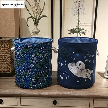 

Blue Canvas Fabric Storage Basket Clothes Folding Storage Box For Nursery Underwear Toy Organizer Laundry Basket With Handle