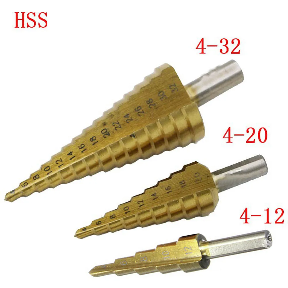 Метрические спиральные флейта пагода Форма дыра резак 4-12/20/32mm HSS Сталь конус сверла по металлу комплект ступенчатая Буровая головка бура с Кернер древесины фрезы