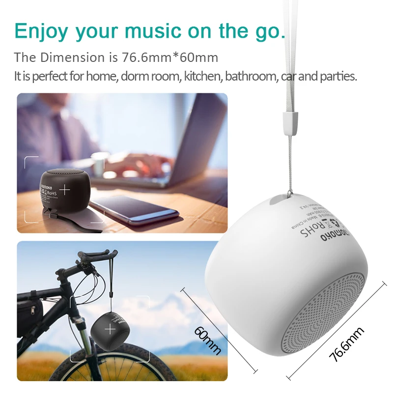 Momoho маленький Bluetooth динамик-мини размер, но отличное качество звука, до 5 часов воспроизведения, фото селфи кнопка и ответ на телефон Cal