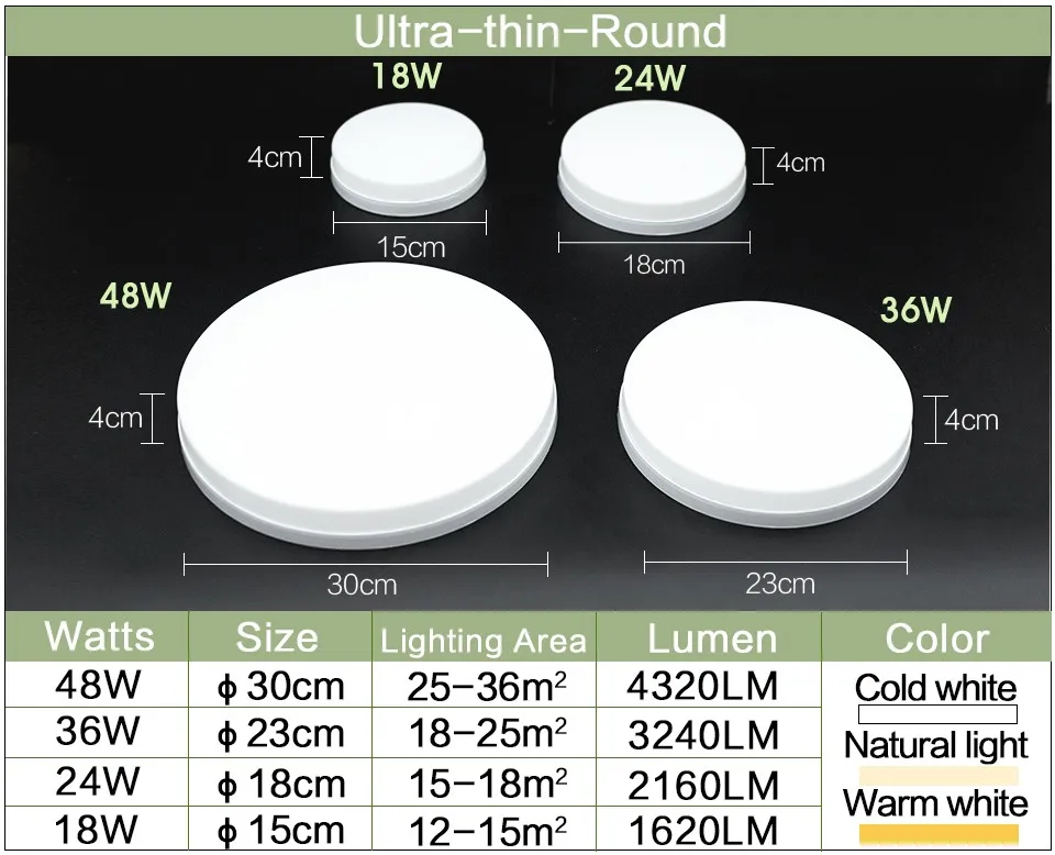 LED ceiling lights for room 18W 24W 36W 48W Cold Warm White Natural light LED fixtures ceiling lamps for living room lighting