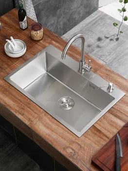 

Manual sink 304 stainless steel hand basin thickening dishwashing kitchen sink Washing vegetables sink single slot