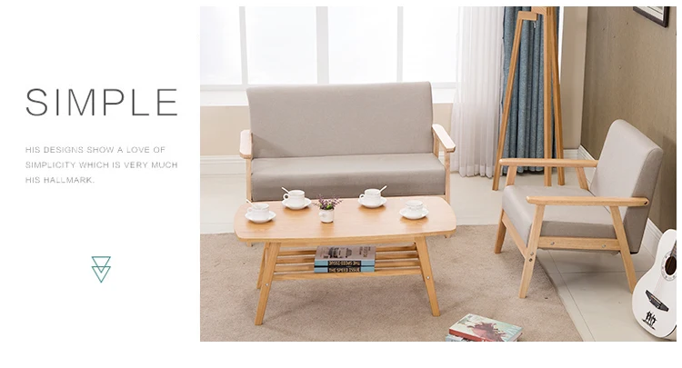 Simple modern leisure solid wood sofa single bedroom small household living room chair in northern Europe