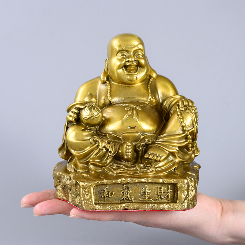 GUTE buddha unternehmen hause dekoration blühendes geschäft Geld Zeichnung Gute luck Gold Maitreya Buddha messing FENG SHUI statue – Detail 5