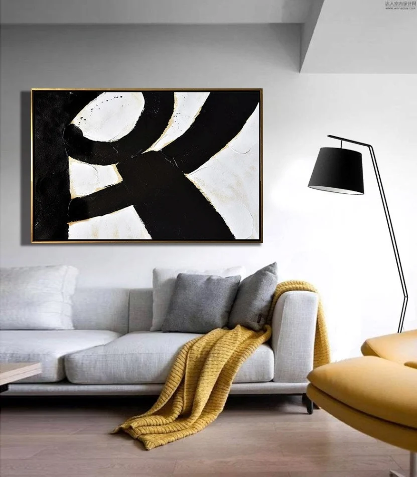 

Black And White Wall Art Large Original Painting Modern Art Minimal Painting On Canvas Abstract Art