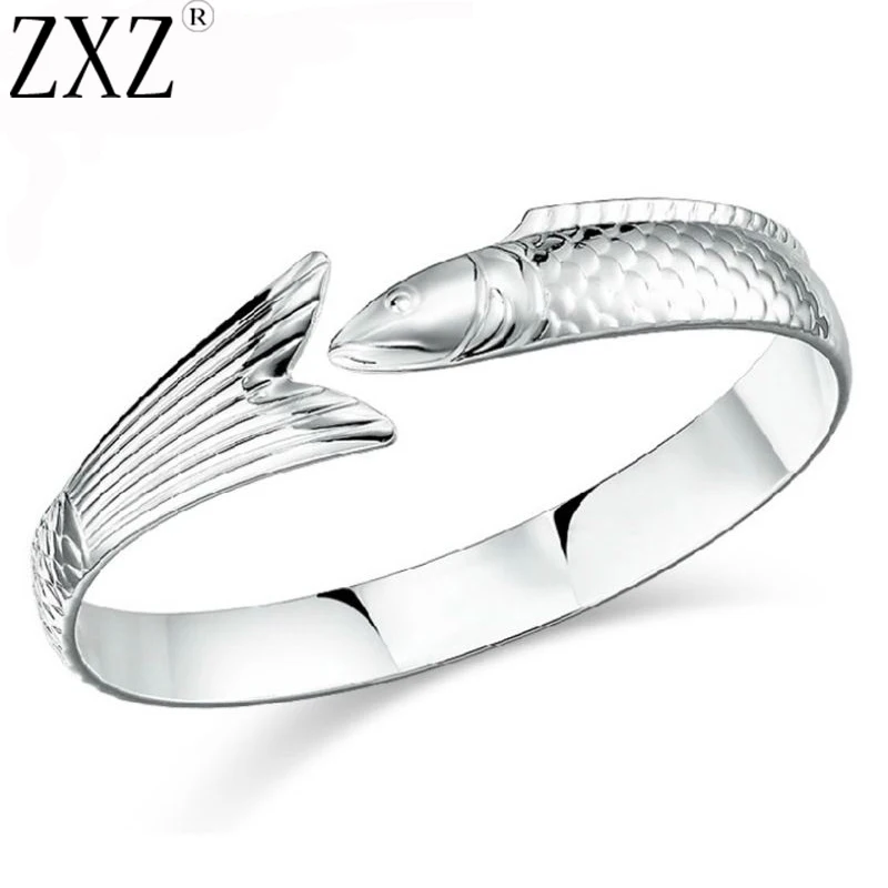 

ZXZ Beautiful Ribbonfish Fish Bracelets Cuff Bangles for Women Men Fashion Jewelry Accessory Gift