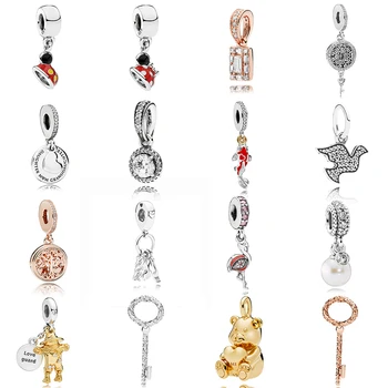

NEW 2019 100% 925 Sterling Silver Good Fortune Carp Shine Bear Family Pendant Charm Fit DIY Original Women Bracelet Jewelry Gift