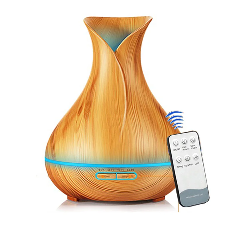 

new 400ml Aroma Essential Oil Diffuser Ultrasonic Air Humidifier with Wood Grain 7 Color Changing LED Lights for Office Home car