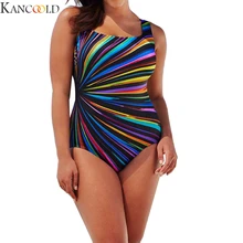 KANCOOLD женский сексуальный сиамский цветной радиационный купальник большого размера, модный сексуальный купальник бикини с лямкой через шею, Цельный купальник, Горячая Мода