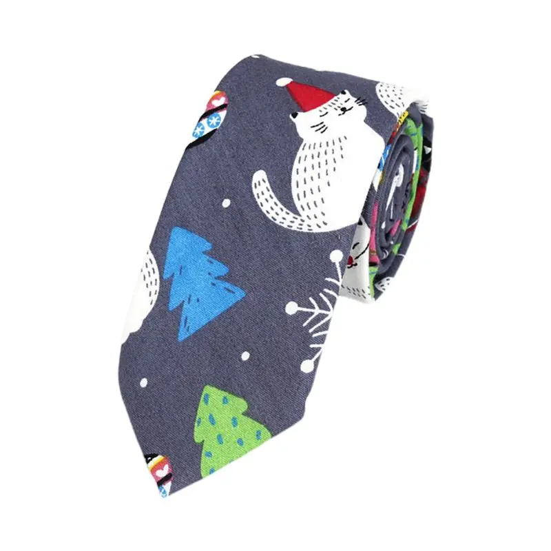 THINKTHENDO унисекс Рождественский хлопчатобумажный галстук вечерние галстуки с принтом Санта-Снежинка