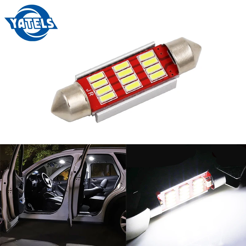 

1 PCS car decoding light 31MM 36MM 39MM 41MM 4014 12SMD roof light license plate light with LED double-tip light car accessories