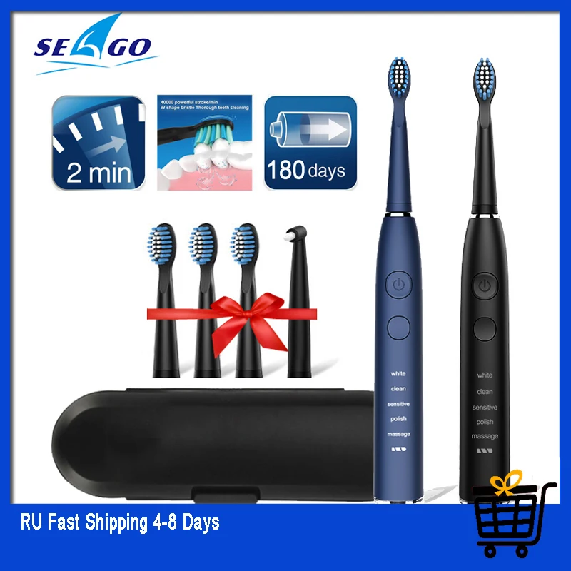 Seago Sonic Electric Toothbrush SG-575 Adult Timer Brush 5 Mode Usb Rechargeable Tooth Brushes Replacement Heads and Travel Box Seago Sonic Electric Toothbrush SG-575 Adult Timer Brush 5 Mode Usb Rechargeable Tooth Brushes Replacement Heads and Travel Box