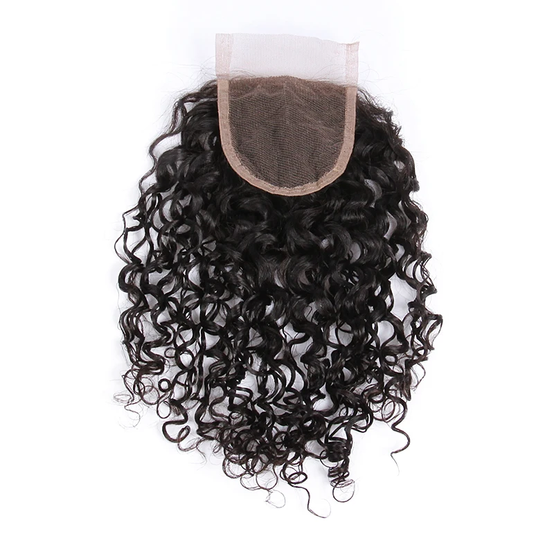 

4x4 Lace Closure 3/4 Pcs Brazilian 150 Density Remy Natural Curly Wave Human Hair Closure Free/Middle/Three/Side Part In Stock