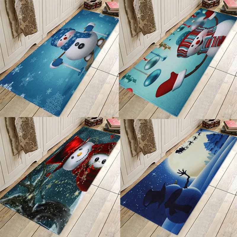 3D Рождественский снеговик Противоскользящий коврик фланелевый кухонный обеденный камин напольный коврик Рождественское украшение для дома напольный коврик