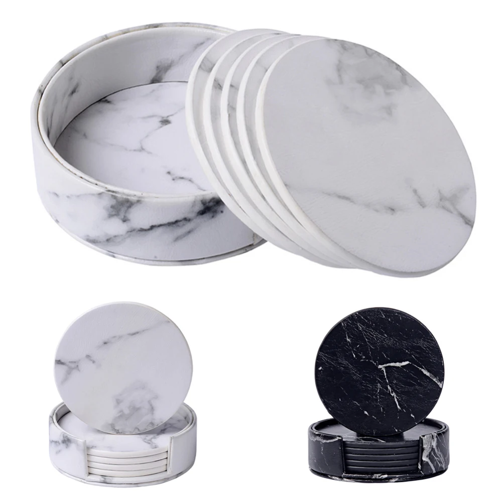 

6 Pcs Home Kitchen Cup Coaster Creative Round Edge Cup Mat Drink Coaster Mat New