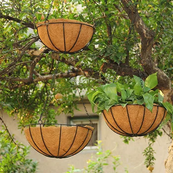 

12in Metal Hanging Planter Basket With Natural Coco Coir Liner Hanging Flowerpot Basket Pot Holder Garden Tools