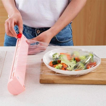

Manual Preservative Film Sliding Cutter Food Freshness Plastic Wrap Dispenser Foil Cling Film Storage Box Kitchen Accessories