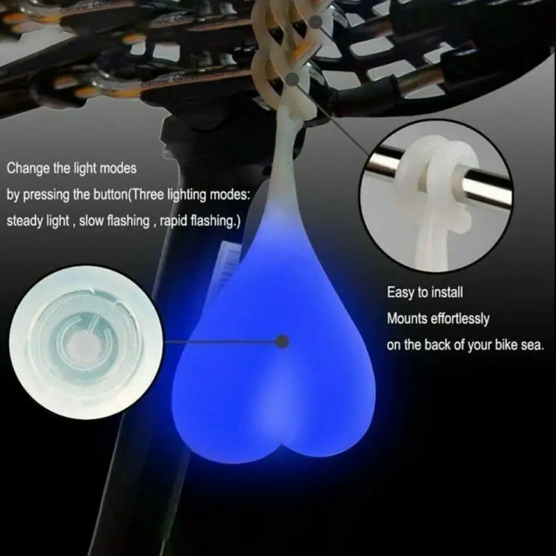 Bicycle Light New Creative Bike Rear Taillight 4 Color Heart Ball Safety Warning Light Riding Cycling Waterproof LED Lamp