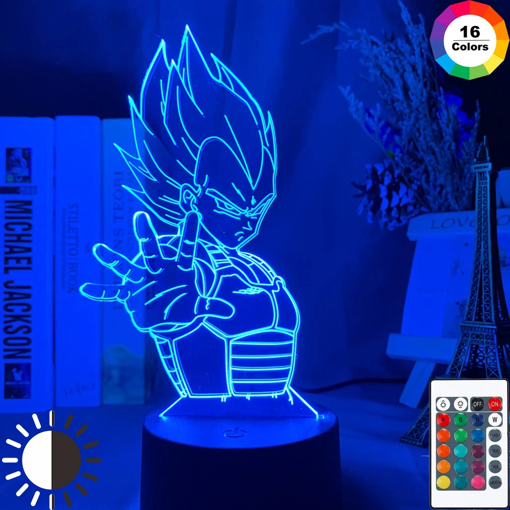

Japanese Anime Drogan Ball Vegeta Figure Led Night Light 3d Illusion Colorful Nightlight for Kids Bedroom Decor Desk Lamp Gift