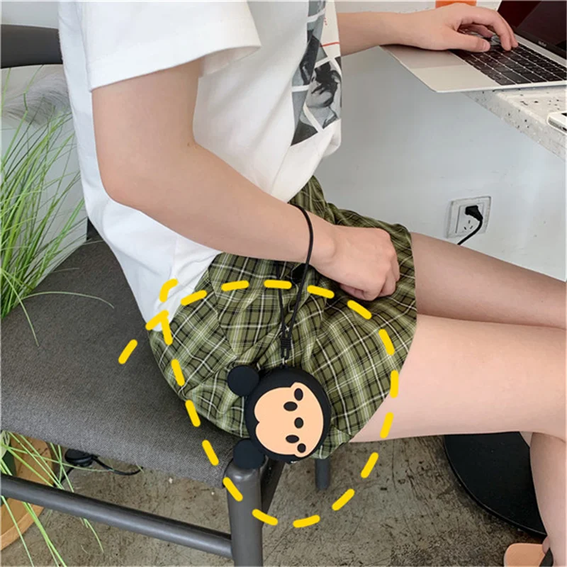 Забавный мини кошелек для монет, кошелек для монет, силиконовый кавайный кошелек на цепочке, сумки через плечо, повседневные сумки для девушек на молнии, сумка для денег с ремешком