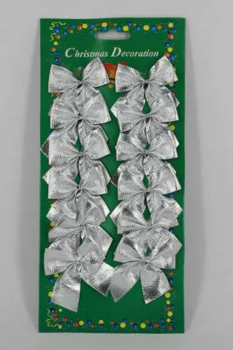 Silver 12 шт. рождественские банты, украшения для елки, рождественские подарки, Декор, украшение в виде капли, бант, рождественские украшения, украшения для дома, фестиваль - Цвет: Silver