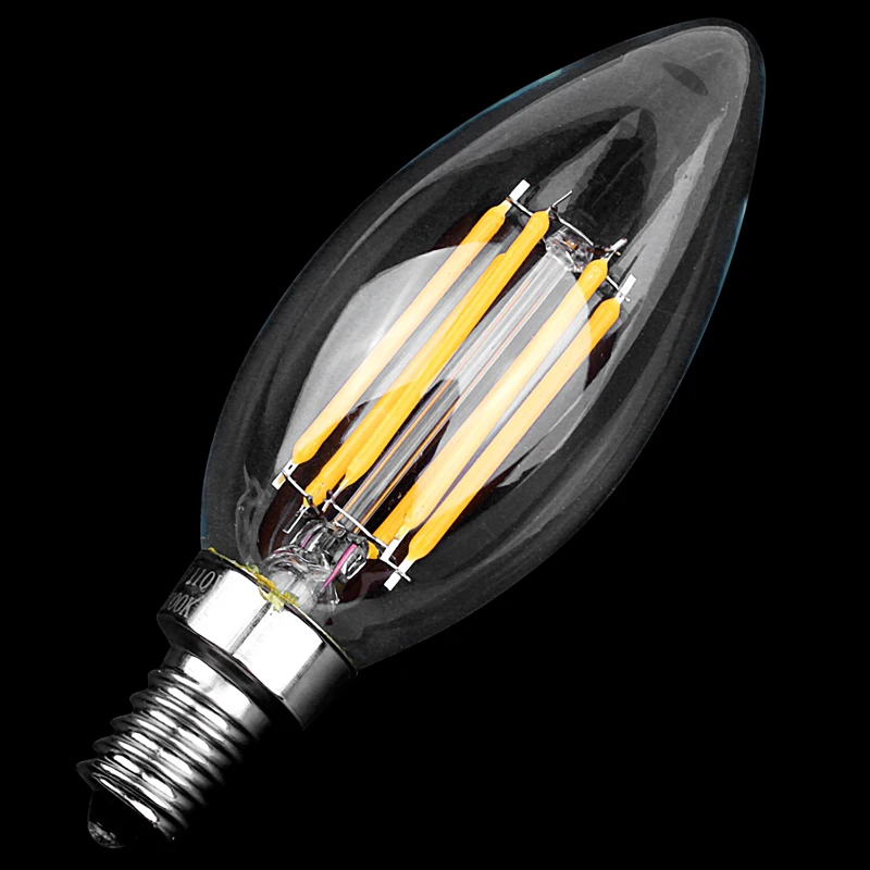 Dimmable E12 6W COB Edison свеча пламя накаливания светодиодный светильник лампа 10*3 5