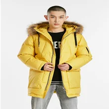 Мужской пуховик JackJones, зимний мужской длинный пуховик с капюшоном и меховым воротником, теплое пальто, мужская одежда 218412543