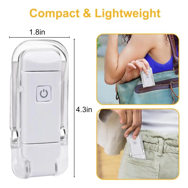 Mini LED Clip Book Light USB Rechargeable Brightness Adjustable