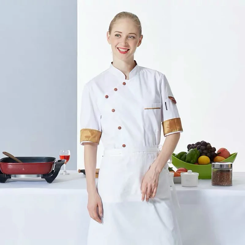 Куртка для шеф повара унисекс с рукавом до локтя пальто ресторана кухни униформа