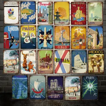 

[ Mike86 ] ROME OSLO BERLIN Amsterdam Travels Cites Metal Sign Vintage Retro Iron Painting Poster Art 20*30 CM LT-1945