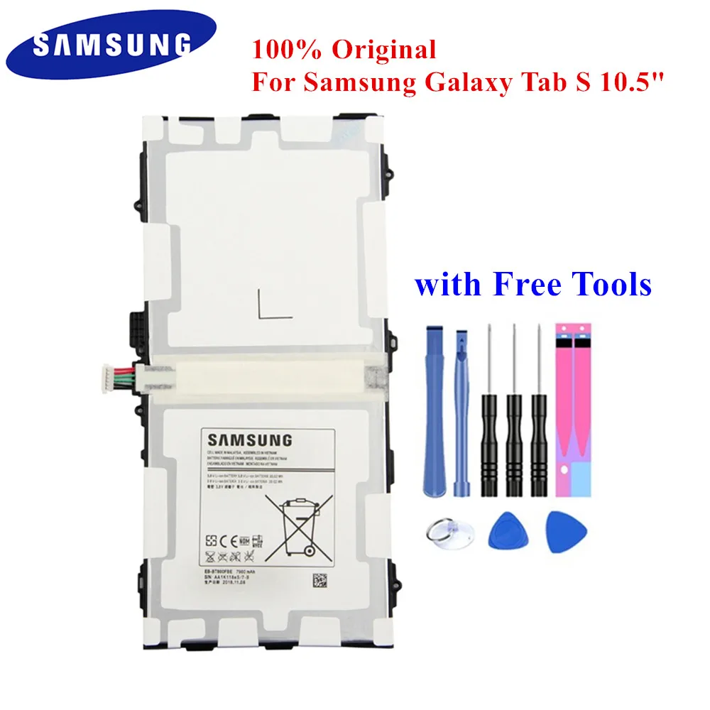 

100% Original Tablet Battery EB-BT800FBE for Samsung Galaxy Tab S 10.5 T800 T801 T805 T807 T807A T807P 7900mAh with Free Tools