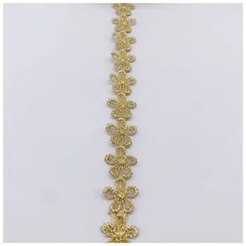 

1Yards New Gold Lace Trims Ribbon Lace Applique 1.3cm Embroidery Laces Gold Trimmings For Sewing Collar Clothes Party Dress T18