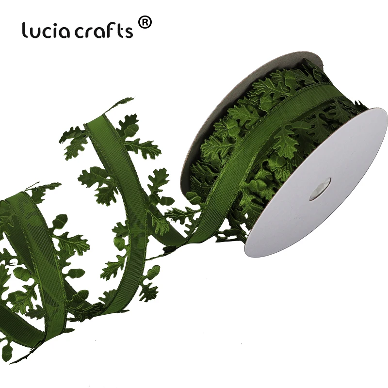 Lucia crafts 1 рулон/лот(10 м/20 м) 40 мм листья лоза гирлянды ленты пришить ткань кружево отделка ленты DIY материалы ручной работы Q0606 - Цвет: C8  Dark Green  10m