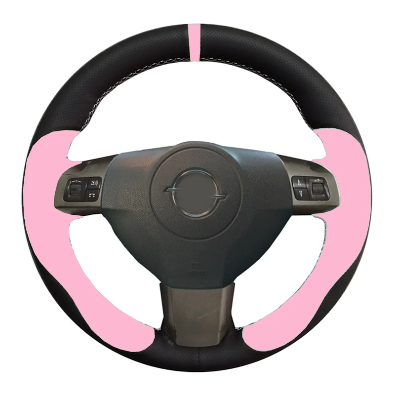 Искусственная кожа Чехол рулевого колеса автомобиля для Opel Astra(H) Signum Corsa 2004-2009 Zaflra(B) 2005- Vectra(C) 2005-2009 - Название цвета: Pink indert