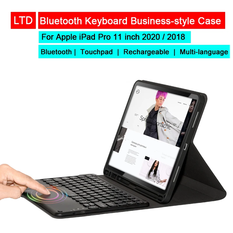 Bluetooth клавиатура бизнес-стиль Чехол для iPad Pro 11 &quot2020 2018 сенсорная панель с