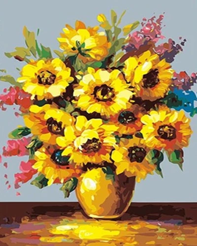HUACAN живопись маслом по номерам цветы в вазе наборы для рисования холст ручная роспись картины по номерам украшение дома подарок - Цвет: SZGD508