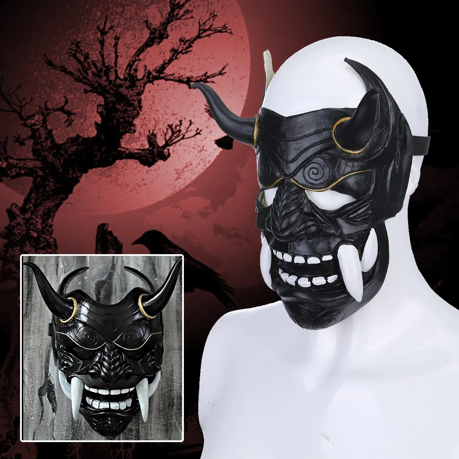 Японская Маска призрака воина Хэллоуин ужас Hannya Oni Noh Kabuki Prajna маска дьявола
