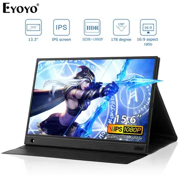 

Eyoyo EM15K Portable Monitor 15.6" LED USB Type C Hdmi gamer Monitor ips 1080p HDR FHD display for PS4 Xbox Switch Pc with Case