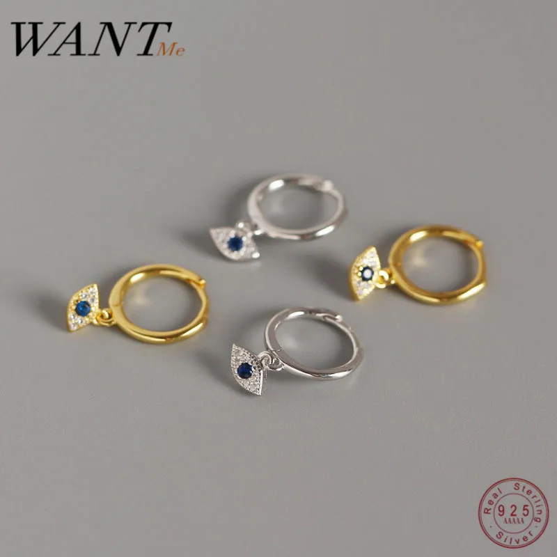 Женские маленькие серьги гвоздики WANTME из 100% серебра 925 пробы с голубым цирконием