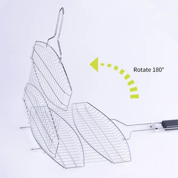

Hot Stainless Steel Double Fish Grilling Basket Non-Stick Barbecue Basket Detachable BBQ Tools Grill Basket for Meats Vegetables