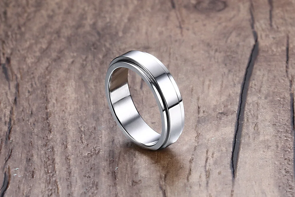 Vnox, персонализированное кольцо-Спиннер для мужчин и женщин, 6 мм, нержавеющая сталь, вращающийся, обручальное кольцо, пользовательское имя, дата, начальный мужской хвост, кольцо