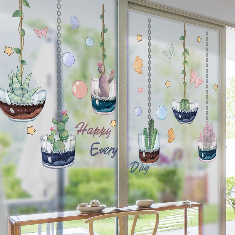 Potted Plant Succulent Bonsai Self-adhesive BabyHome Wall Sticker Wallpaper Art Mural Decal DIY Vinyl Decorative Wall Decoration (5)