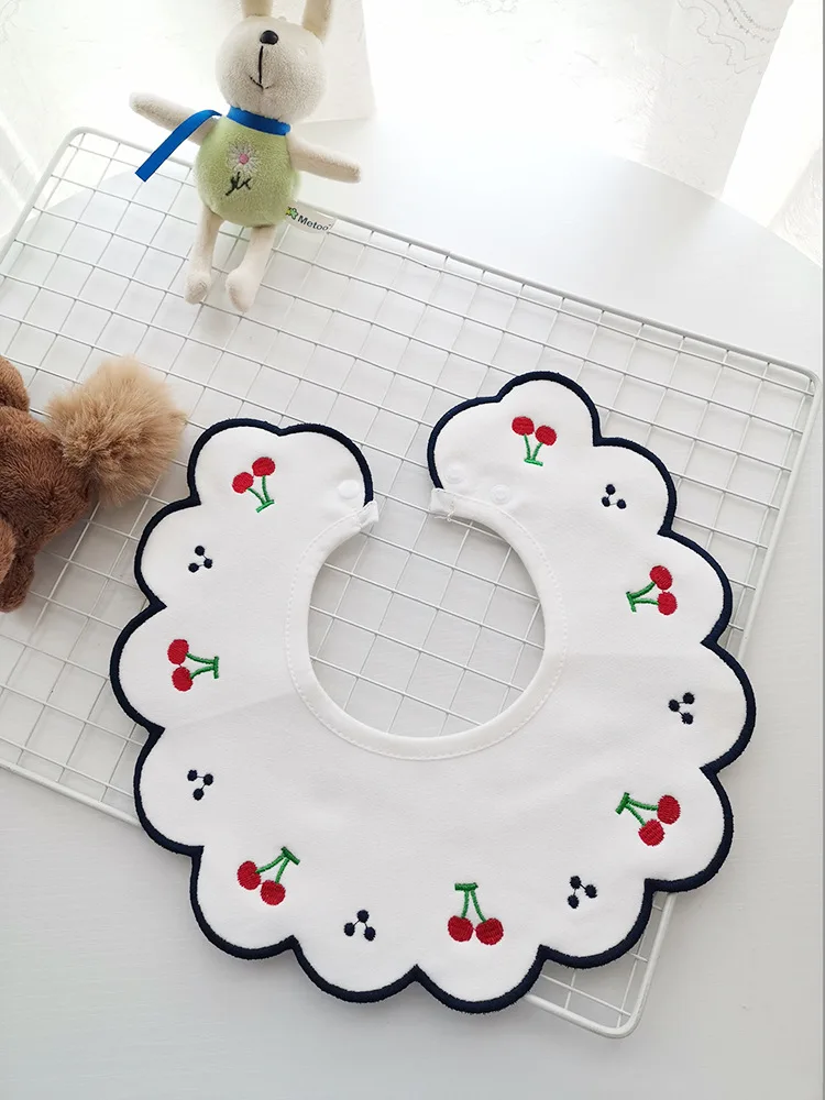 Ins Newborn Baby Cotton Bibs Saliva Towel Fashion Fake Collar Bib Embroidery Drooling Towel Baby Accessories (6)
