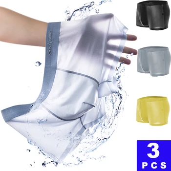 

3Pcs/lot Ice Silk Men Gay Underwear Men Sexy Boxershorts Men Panties Boxer Men Boxer Homme Underpants Shorts Bokserki Meskie