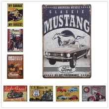 Потертый шик автомобильный металлический знак табличка металлический винтажный гараж плакат Декор ретро Pin-up Мотоцикл железная живопись оловянные знаки