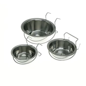 

New 1PCS Pet Dog Cage Bowl Hanging Bowl Dog Cat Bowl Can Hang Stainless Steel Stationary Three Dimension Stationary Dog Bowl