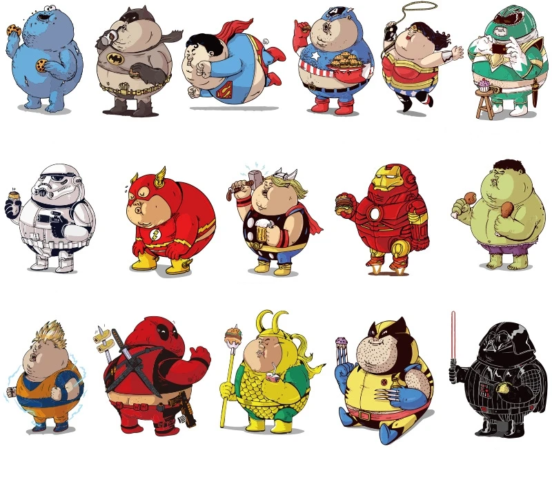 32 шт. Мультяшные наклейки для ноутбука DC Marvel fat hero Милый Железный человек Супермен Дэдпул аниме забавные наклейки для ноутбука